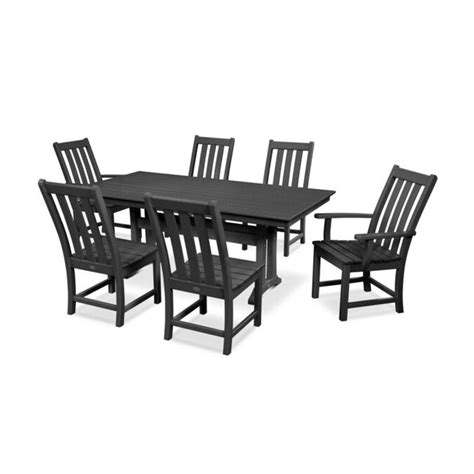 POLYWOOD POLYWOOD® Vineyard 7-Piece Farmhouse Dining Set in Black in the Patio Dining Sets ...