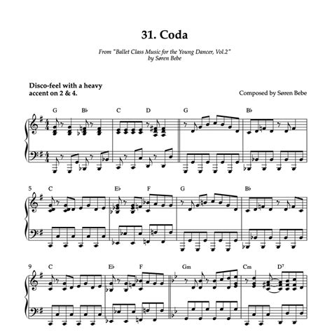 CODA | Piano Sheet Music for Children's Ballet Classes (PDF)