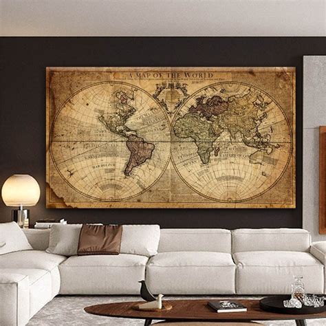 Vintage World Map Canvas Art Old World Map Old World Map Art - Etsy