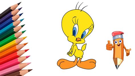 How to Draw Tweety Bird, step-by-step tutorial - YouTube