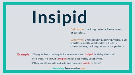 How to Pronounce INSIPID l Definition and Synonyms of INSIPID by vocabularypronunciation com ...