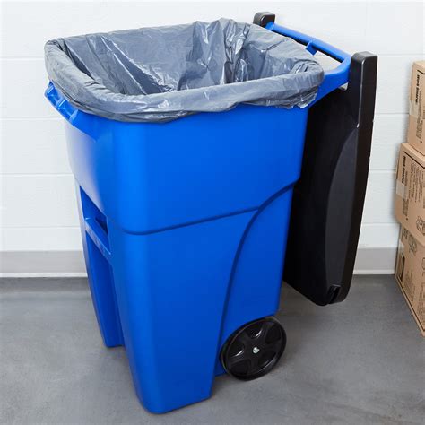 Rubbermaid FG9W2700BLUE Brute 50 Gallon Blue Wheeled Rectangular Trash Can with Lid