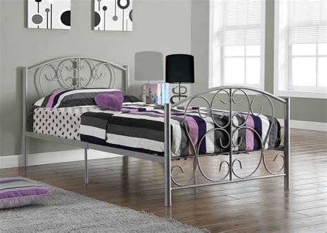 Silver Metal Twin Size Bed Frame Only