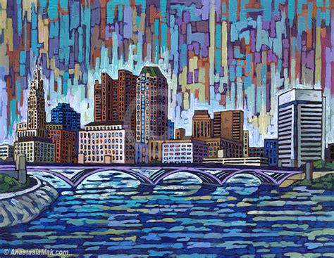 Columbus skyline painting - by Anastasia Mak Art