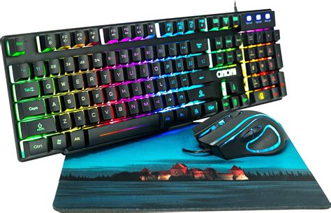 RGB Gaming Keyboard and Mouse Combo CHONCHOW 991b Rainbow Led Backlit 7 Colors Office Device ...