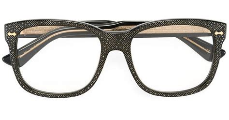 Gucci Square Frame Rhinestone Glasses in Black | Lyst