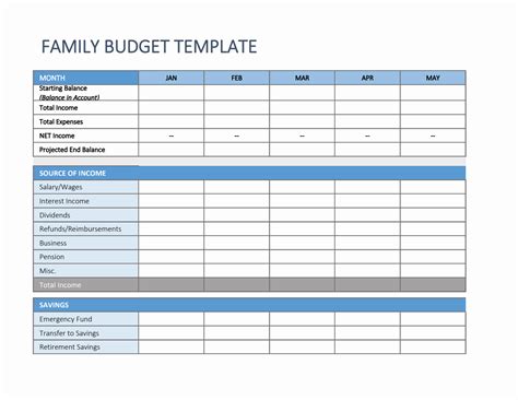 Excel Family Budget Template