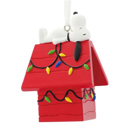 Hallmark Peanuts Snoopy on Decorated Dog House Christmas Ornament ...