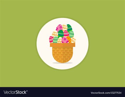 Easter egg on basket background Royalty Free Vector Image