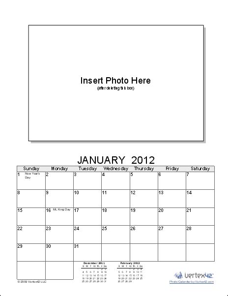 Photo Calendar Template - Create a Printable Photo Calendar