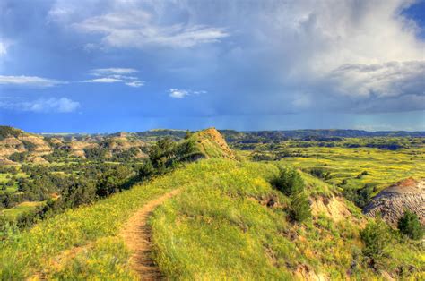 Path at the top of the hill at Theodore Roosevelt National Park, North ...