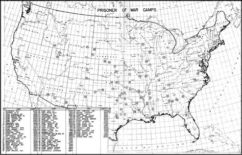 Distribution of PoW camps in the United States. US Army. Courtesy of ...