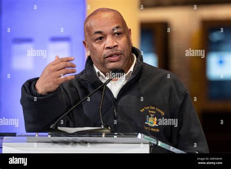 New York State Assembly Speaker Carl Heastie speaks at the opening of Google's newest office ...