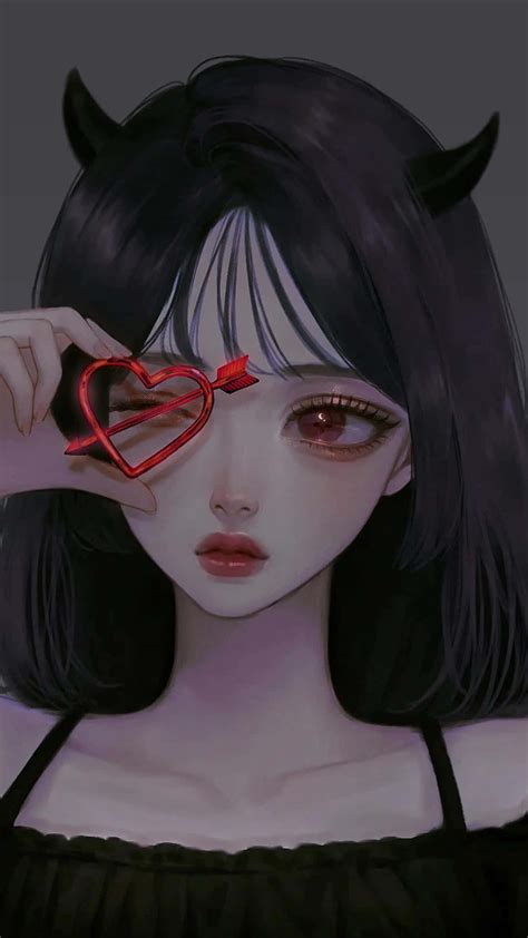 Download Kawaii Devil Dark Aesthetic Anime Girl Wallpaper | Wallpapers.com