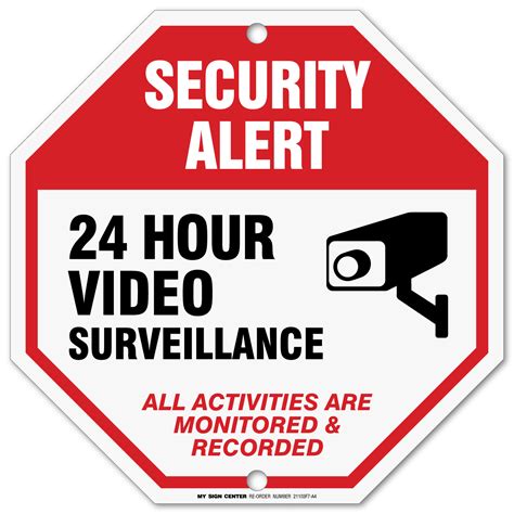 24 Hour Video Surveillance Sign, Security Camera Sign Warning for CCTV ...