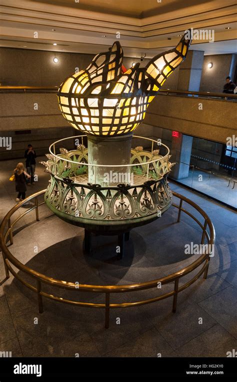 Statue of Liberty original torch on display inside the base of the monument Stock Photo - Alamy