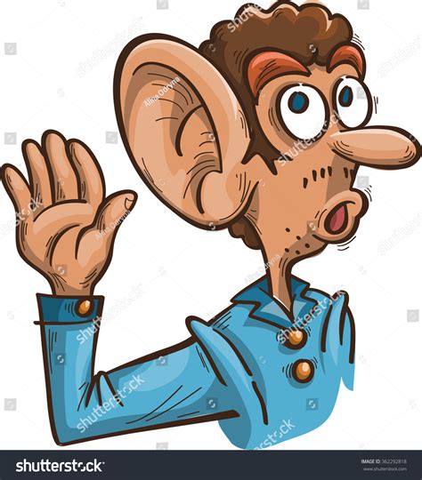 Cartoon Man Big Ear Something Eavesdropping Stock Vector (Royalty Free ...