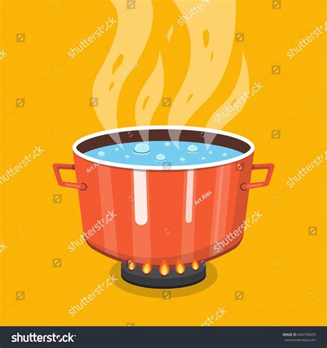 Boiling Water Pan Cooking Pot On Stock Vector 664738435 - Shutterstock