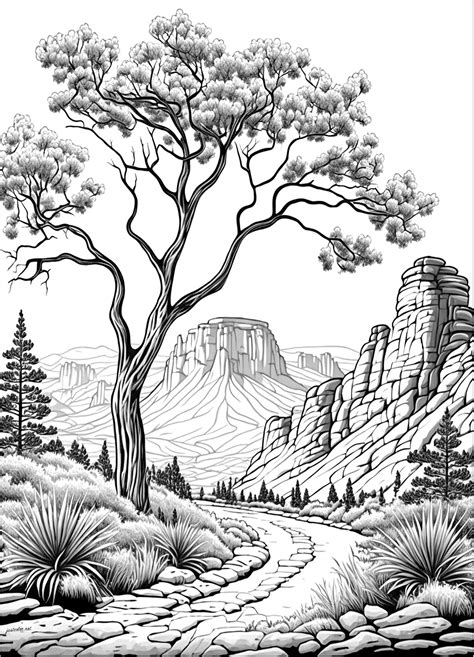 Far West landscape - Free coloring page in 2023 | Color drawing art ...