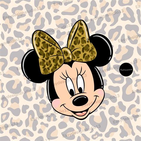 Leopard Minnie Mouse PNG File, Minnie Gold Glitter, Minnie Sublimation Design, Tartan, Plaid ...