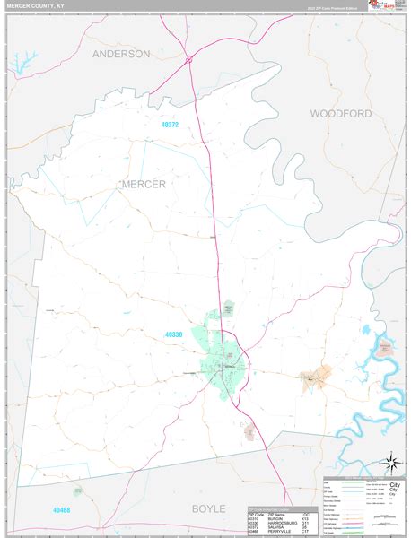 Mercer County, KY Wall Map Premium Style by MarketMAPS - MapSales