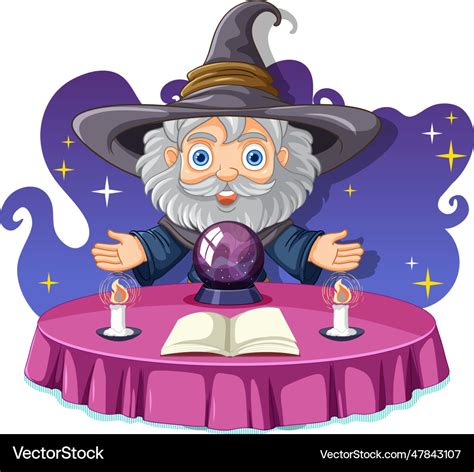 Wizard with magic spell cartoon Royalty Free Vector Image