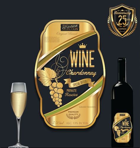 Premium Vector | Luxury golden wine label