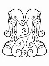 Gemini Zodiac Sign Image coloring Page  Download Print Or Color sketch template