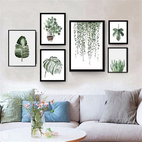 Monstera Leaves Painting for Wall, Large Foliage Digital Print on Canvas, Green Plants Original ...