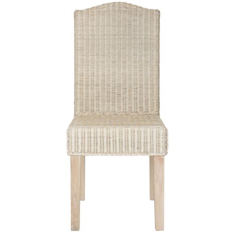 Safavieh Rural Woven Dining Odette White Washed Wicker Dining Chairs ...