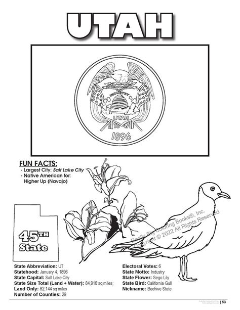 Utah State Coloring Book 8.5 x 11 - ColoringBook.com | Really Big ...