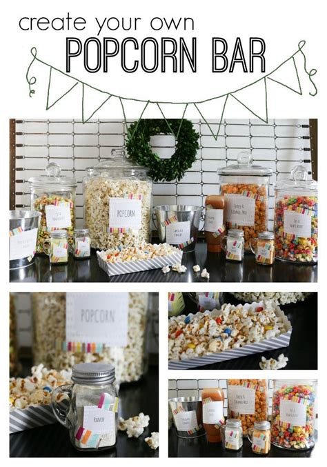 Popcorn Bar | With Free Printable Labels! | Popcorn bar, Popcorn party, Diy popcorn bar