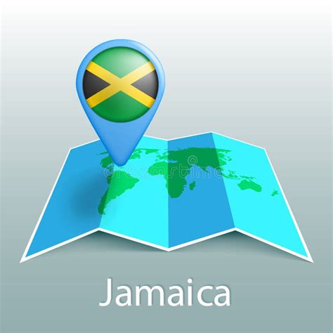 Jamaica Flag World Map in Pin with Name of Country Stock Illustration - Illustration of vector ...