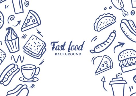 Fast food doodles vector background. Street food background 6036469 ...