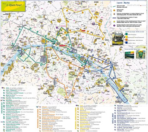 Paris top tourist attractions map L'Open Tour double decker bus tour ...