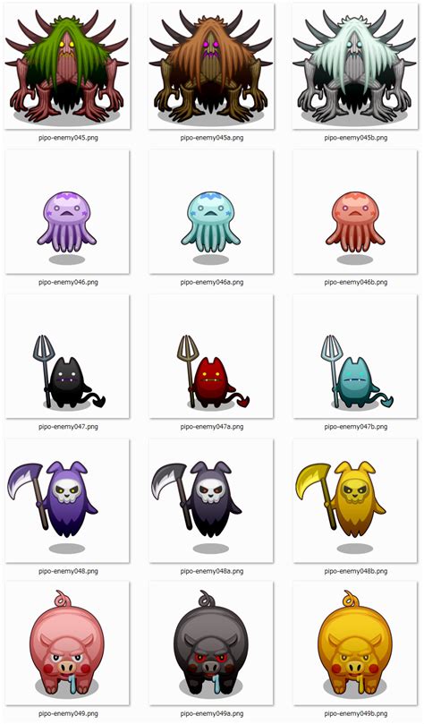 Add 5 monsters - FREE RPG Monster Pack by Pipoya