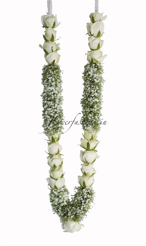 Available Online Designer White Rose And Baby's Breath Flower Garland ...