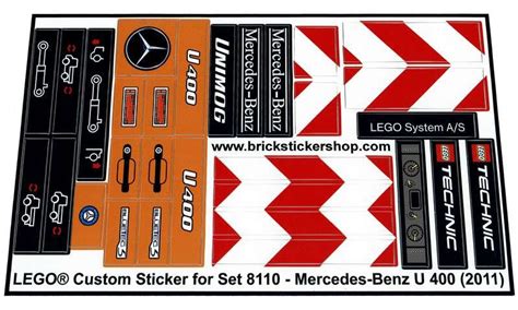 Precut Custom Replacement Stickers for Lego Set 8110 - Mercedes-Benz Unimog U 400 (2011 ...