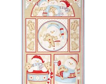 Snowman fabric panel | Etsy