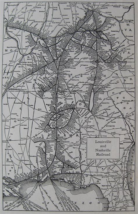 1927 LOUISVILLE and NASHVILLE RAILROAD Map Antique 1900s