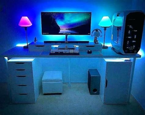 led light desk | Gaming room setup, Room setup, Computer desk setup