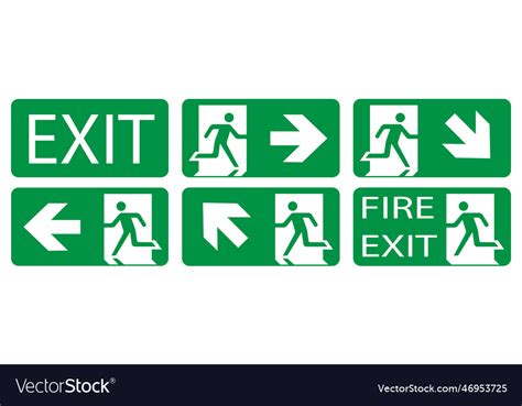 Fire exit sign green signs Royalty Free Vector Image