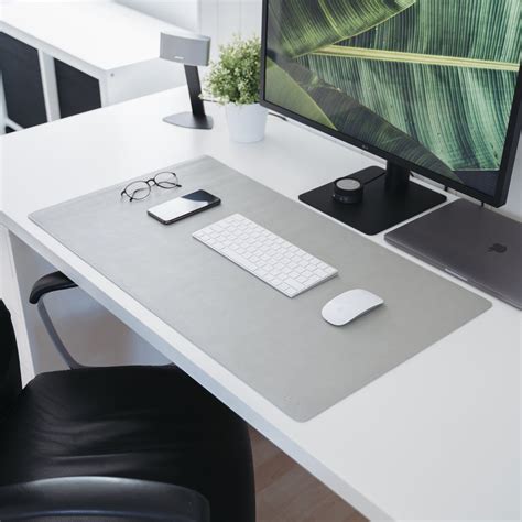 Minimal Grey Leather Desk Mat – ULX Home Office Setup, Home Office Design, Office Ideas, Desk ...