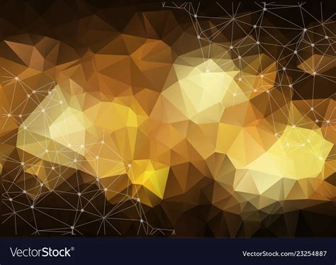 Gold geometric low poly background shiny metallic Vector Image