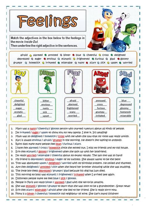 Inside Out - Feelings and Emotions Worksheet