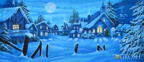 Snowy Winter Village – Grosh Backdrops