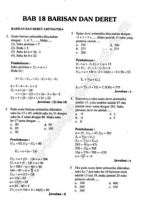 Contoh Soal Baris Dan Deret Aritmatika - Riset