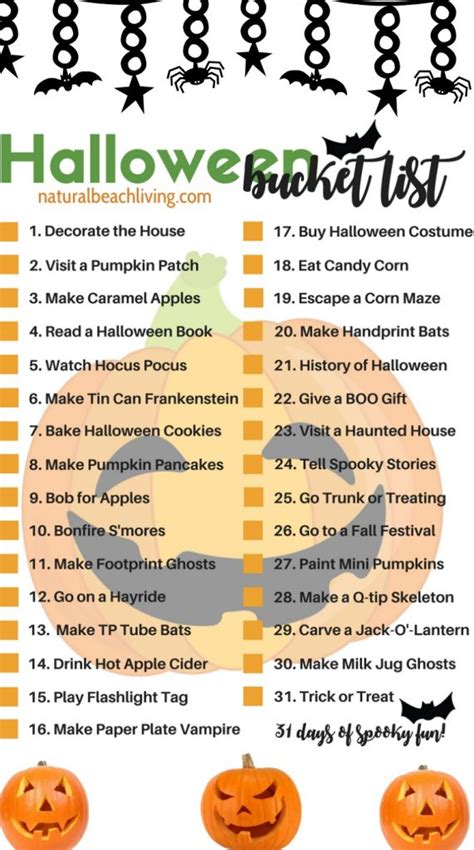 31 Halloween Bucket List Ideas - Free Printable Bucket List - Natural ...