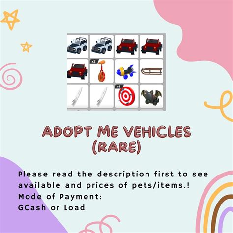 ADOPT ME RARE VEHICLES (READ DESCRIPTION), Video Gaming, Video Games, Others on Carousell