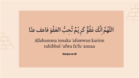 Tulisan Allahumma Innaka 'Afuwwun Karim Arab, Arti dan Keutamaannya - Surya.co.id